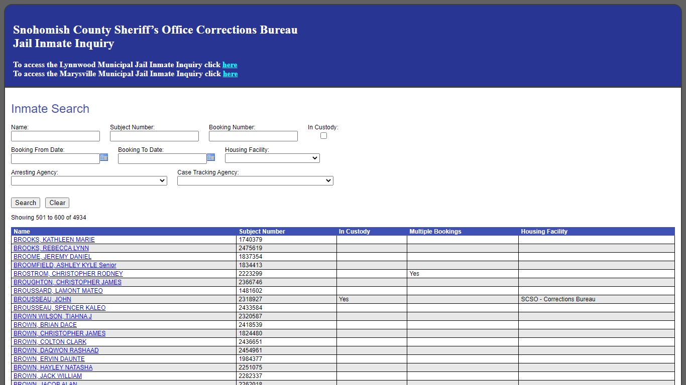 Inmate Search - SNO911