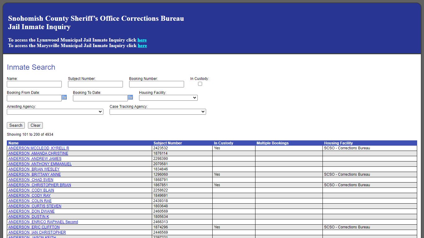 Inmate Search - SNO911