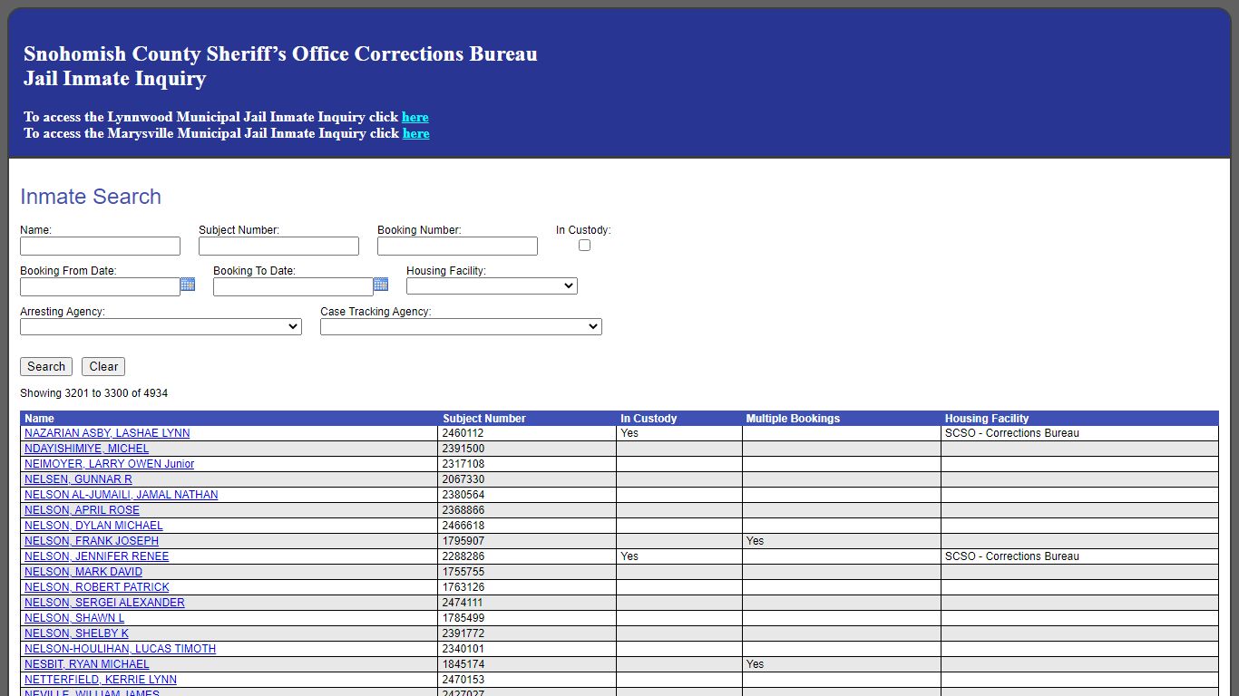 Inmate Search